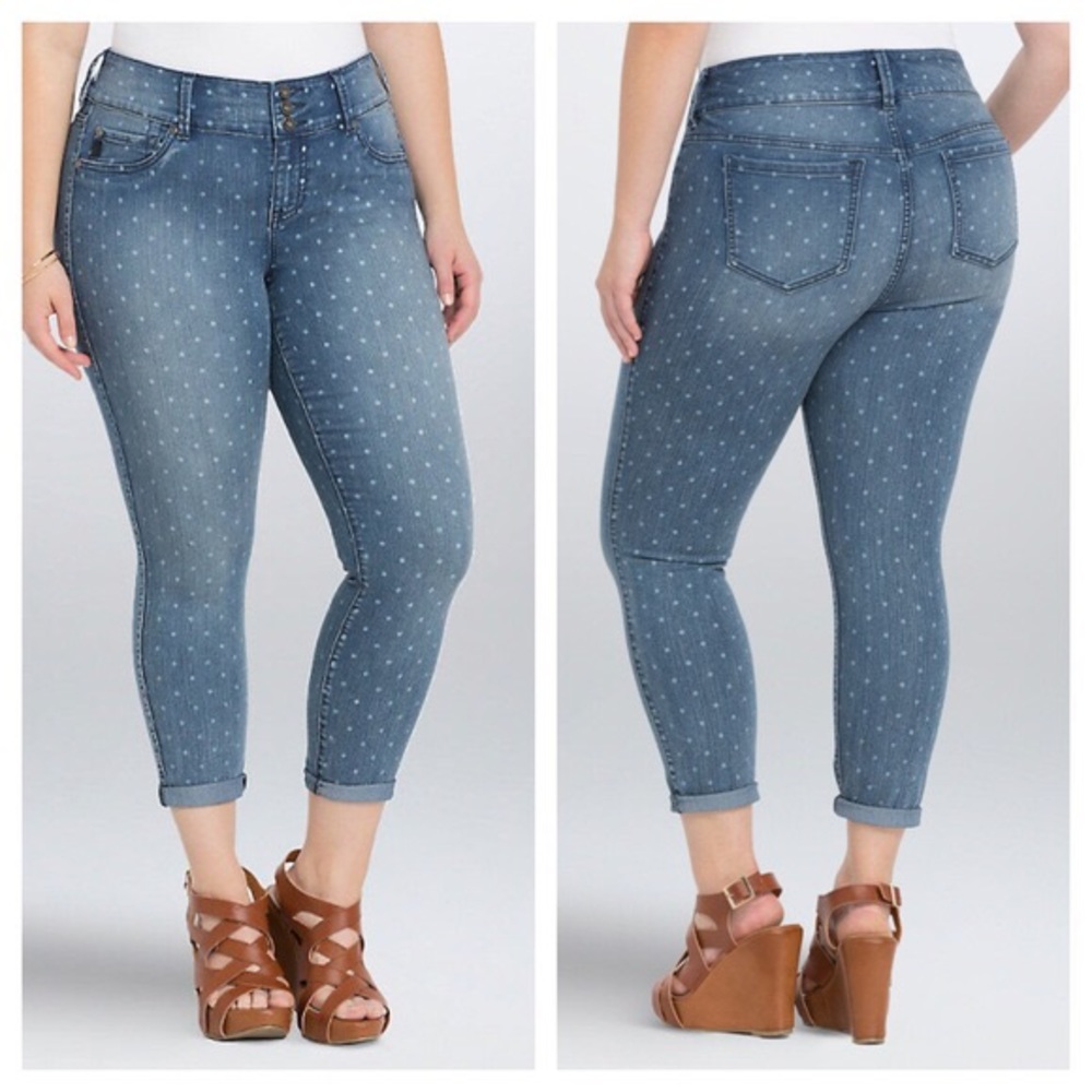 Torrid Faded Polka Dot Cropped Skinny Jean 16